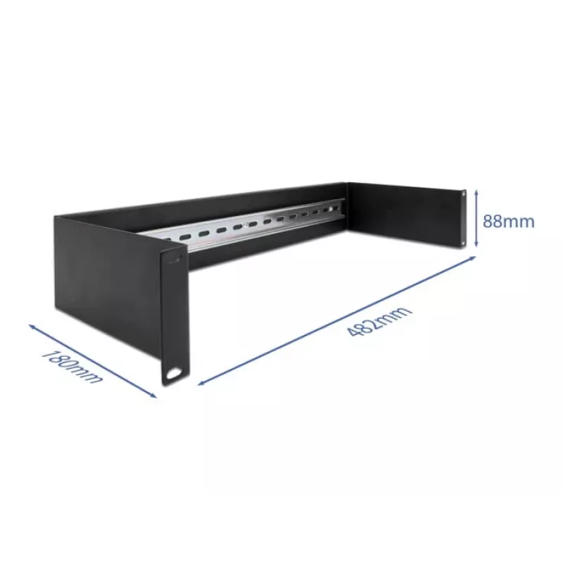 Delock 66884 19 colių DIN bėgių panelė, 2U, juoda