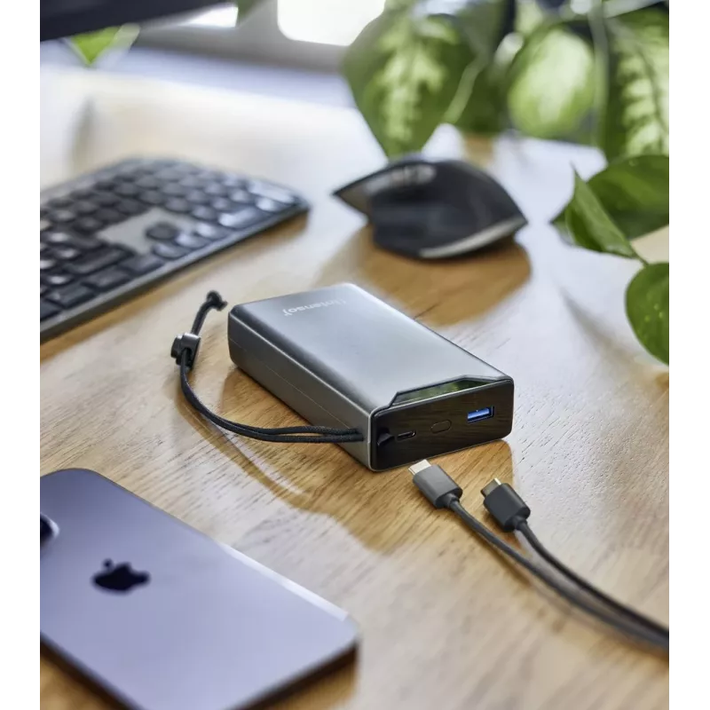 Power bank INTENSO 7332054 — 20000 mAh, PD 3.0 & QC 3.0, 20 W, USB-A + USB-C, pilka