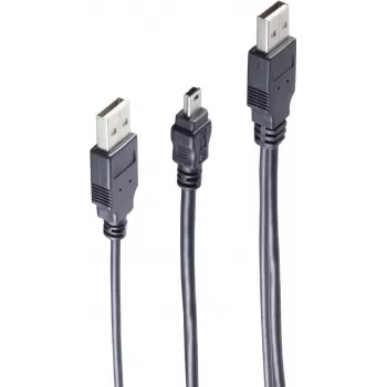USB laidas ShiverPeaks BS77151 1m 2x USB A Mini-USB B juodas