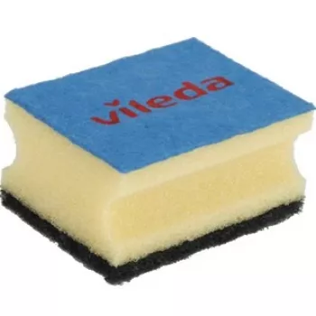 VILEDA stačiakampė pluoštinė kempinė, rankų plovimui, geltona/juoda/mėlyna, 3 vnt. pakuotė