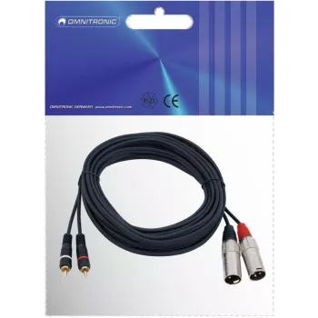 Omnitronic 3022522E garso kabelis 6 m 2 x XLR (3 kontaktų) 2 x RCA juodas