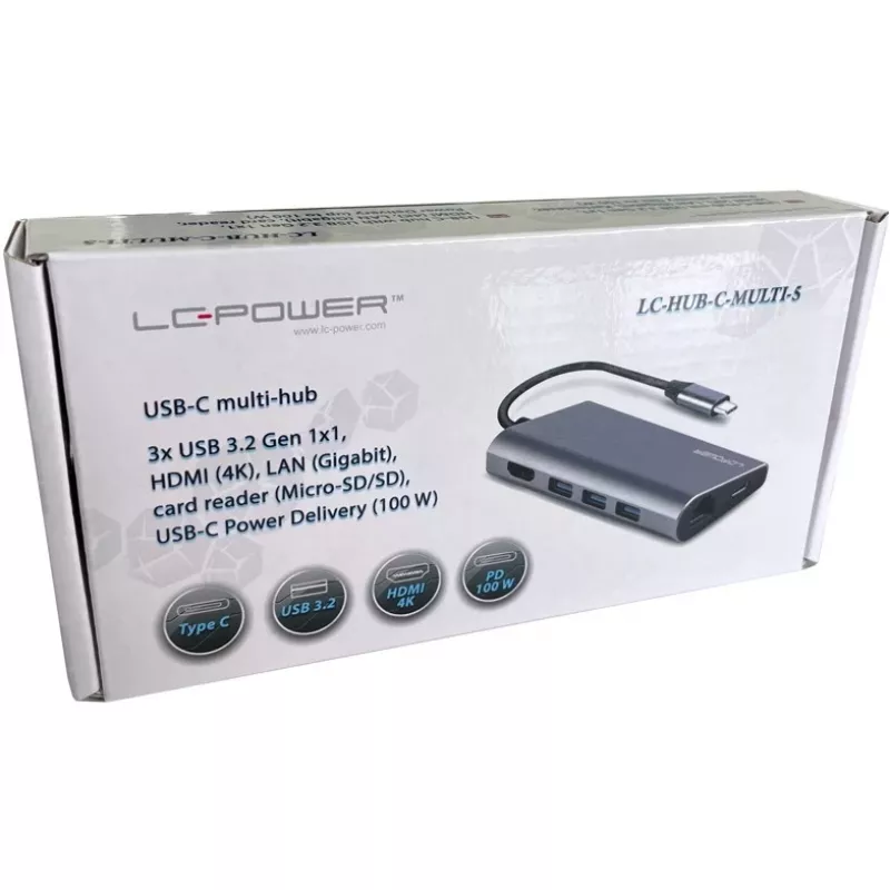 Laptop Dock LC-Power LC-HUB-C-MULTI-5 USB 3.2 Gen 1 Type-C laidinis