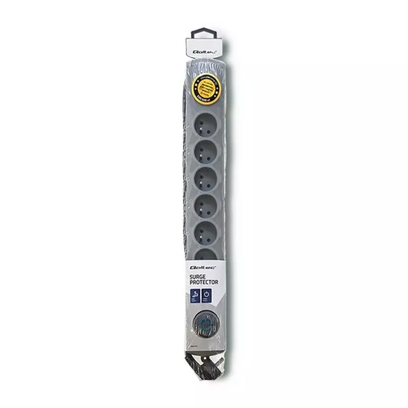 Qoltec 50168 apsauga nuo viršįtampių 8 lizdai 230 V 3 m pilka