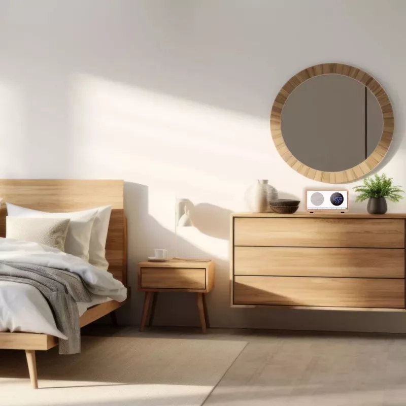 MANTA RDI912W Rimini radijo laikrodis su Bluetooth ir belaidžiu įkrovimu, baltas