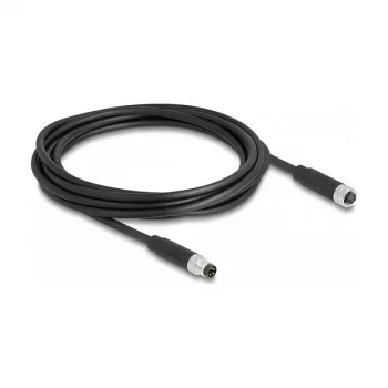 DeLOCK M8 4 kontaktų A koduotas laidas, kištukas į lizdą, PUR TPU, 3 m