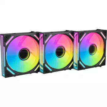 ALPENFÖHN Wing Boost 4 120mm ARGB PWM korpuso ventiliatoriai - 3 vnt. komplektas juodi