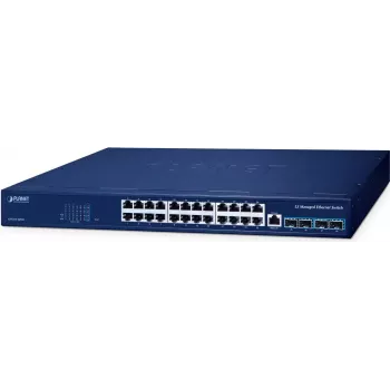 PLANET GS-6311-24T4X valdomas L3 Gigabit Ethernet jungiklis su PoE, 24 prievadai 10/100/1000T, 4 SFP lizdai