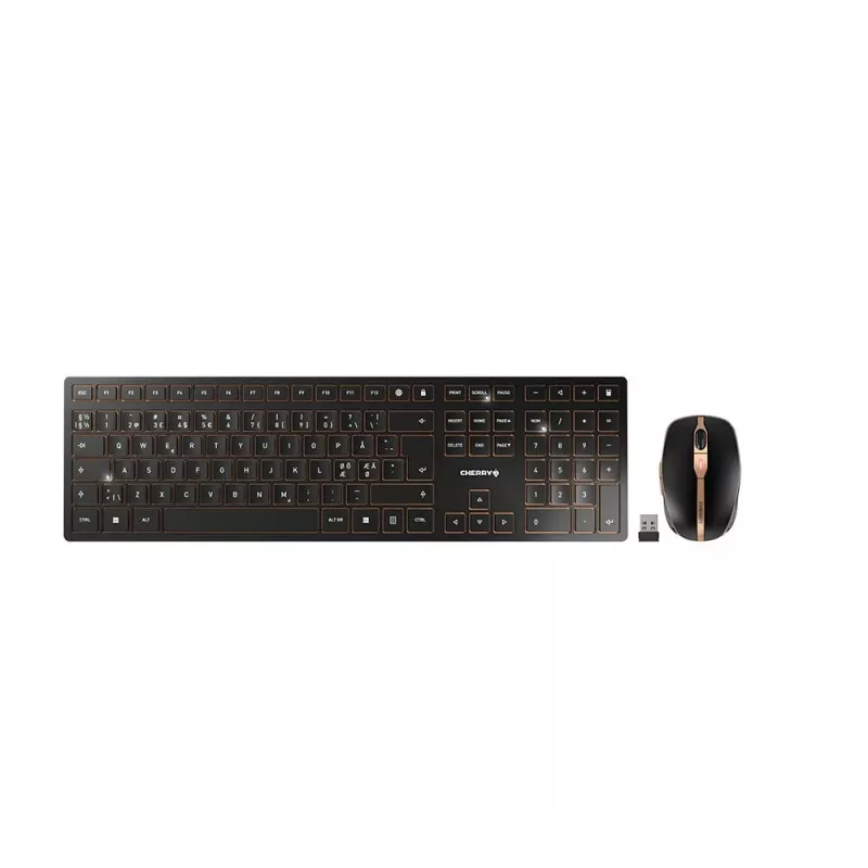CHERRY DW 9100 SLIM belaidis klaviatūros ir pelės rinkinys, RF Wireless + Bluetooth, universalus, juodas