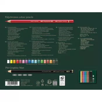 Faber-Castell Polychromos & Pitt Graphite Matt pieštukų rinkinys 21 vnt., įvairiaspalviai