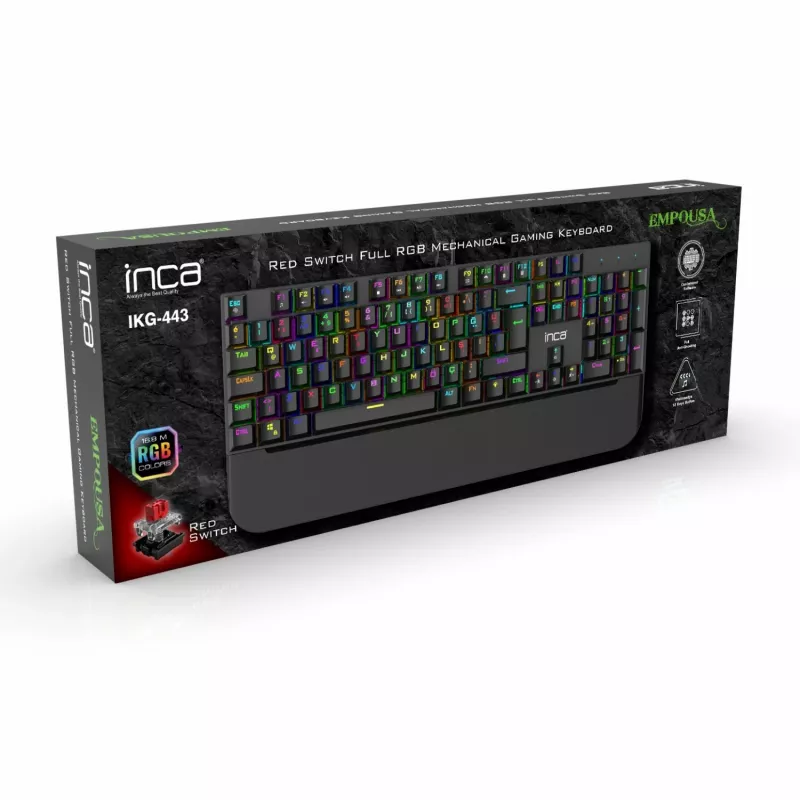 Incase Gaming Keyboard IKG-443 Mechaninė, RGB, vokiškas išdėstymas
