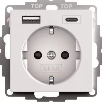 GIRA SCHUKO USB maitinimo blokas 2f System 55 model 245927, SCHUKO kištukinis lizdas su integruotu USB įkrovimu
