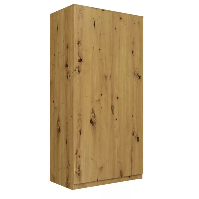 Spinta Wardrobe Top E Shop SD-90 ART KPL su ąžuolo spalvos rėmu, 7 lentynomis, 2 durimis