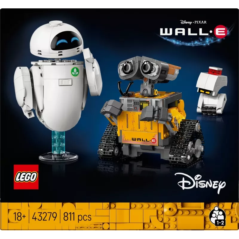 LEGO Disney Pixar 43279 WALL-E ir EVE statybinis konstruktorius, 811 detalių, 18+