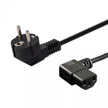Maitinimo laidas SAVIO CL-116 — 1,8 m, juodas, lenktas kištukas C tipo į lenktą IEC C13, 3 gyslų 0,5 mm²