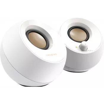 Creative Pebble 2.0 staliniai stereo garsiakalbiai, balti