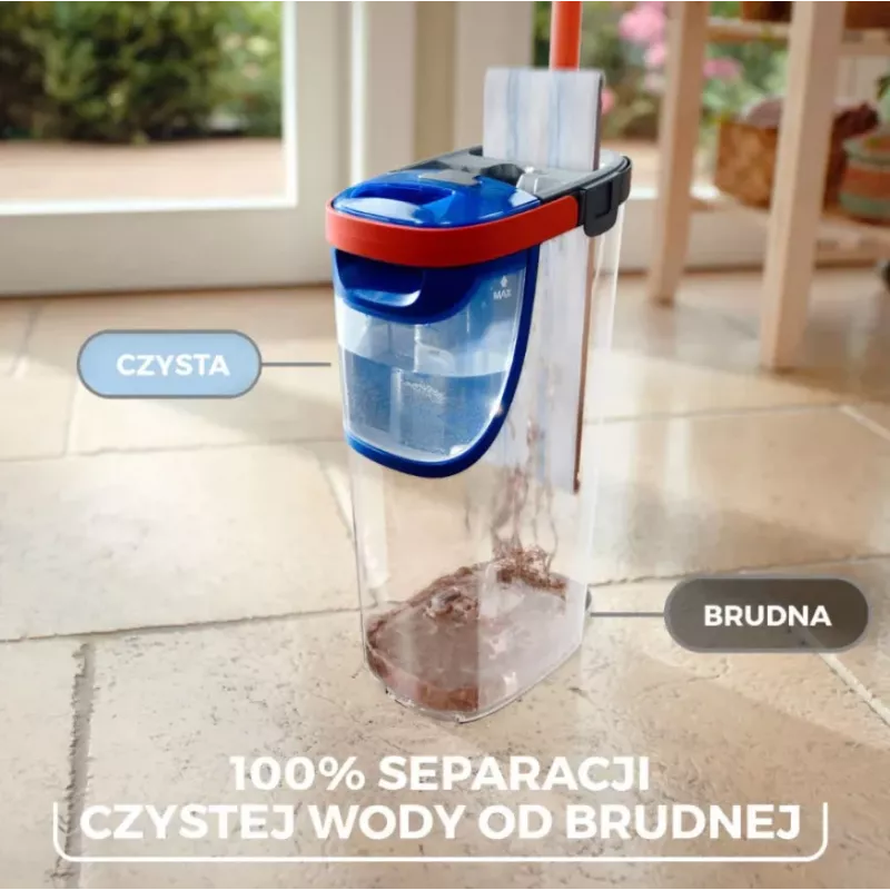 Valymo šluota VILEDA Microfibre 1200 ml šlapiam valymui, 360° besisukanti galvutė, 140,5 cm kotas, nuimama skalbiama galvutė
