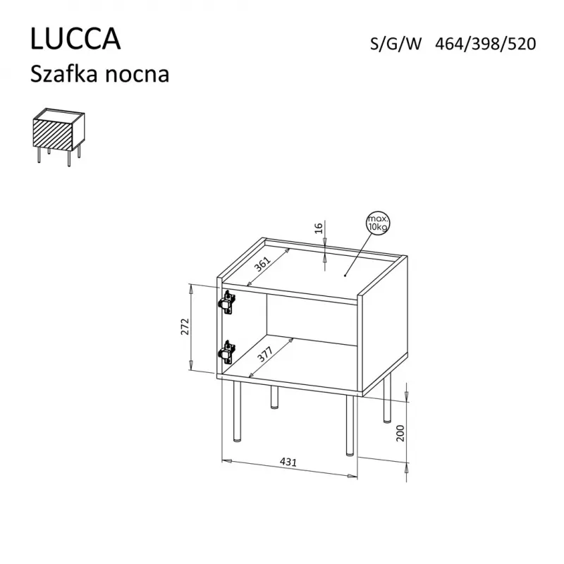 Nakties staliukas Cama LUCCA 2 vnt 47x40x52 cm baltas MDF/medžio drožlių plokštė