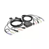 Eaton Tripp Lite serijos 2 prievadų USB/HD kabelinis KVM jungiklis su garsu/vaizdu, kabeliais ir USB periferinių įrenginių bendrinimu - KVM-/garso-/USB jungiklis - 2 x KVM/garso/USB - 1 vietinis vartotojas - darbalaukis