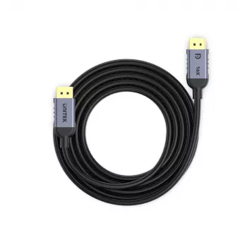 DisplayPort kabelis Unitek C1626GY01-1.5M — 1,5 m, DisplayPort 2.1, Kištukinis-Kištukinis, 360 Hz, 15360×8640, Pilka