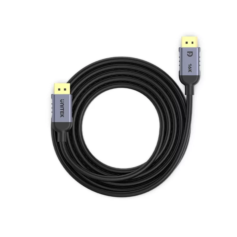 DisplayPort kabelis Unitek C1626GY01-1.5M — 1,5 m, DisplayPort 2.1, Kištukinis-Kištukinis, 360 Hz, 15360×8640, Pilka