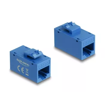 Keystone modulis DELOCK 90642 — plokščia RJ-45 įvada, mėlyna, 16,2×30×20,5 mm