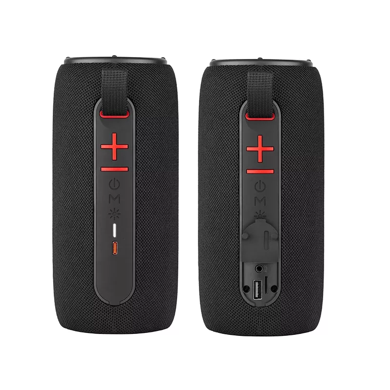 Nešiojamas stereo garsiakalbis TRACER Stripe Black – 10 W RMS, Bluetooth / laidinis, USB-A ir USB-C, MicroSD, įmontuota baterija (iki 5 h)