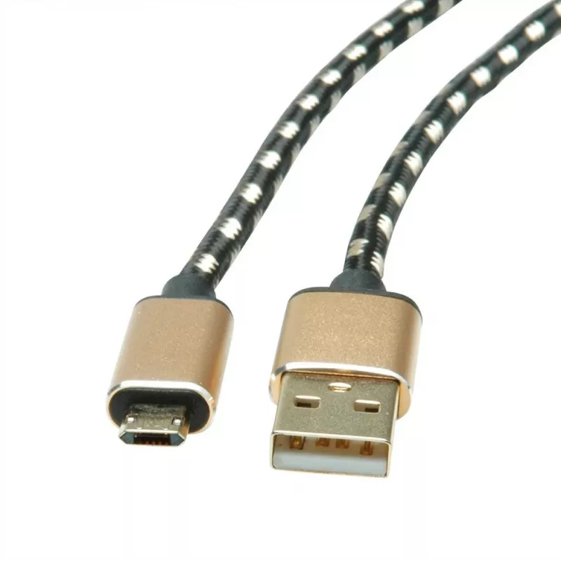 ROLINE 11.02.8820 USB kabelis 1,8 m USB 2.0 USB-C Micro-USB B juodas - auksinis