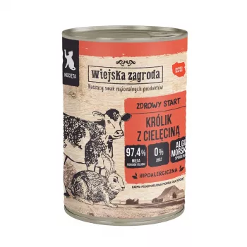 WIEJSKA ZAGRODA Triušis su veršiena kačiukams - šlapias kačių ėdalas - 400g