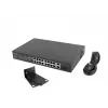 Nevaldomas komutatorius LANBERG RSFE-16P-2C-150 — 18 prievadų Gigabit, 16 PoE+/2 SFP, 150 W bendra galia, 1U stovas, metalinis, juodas