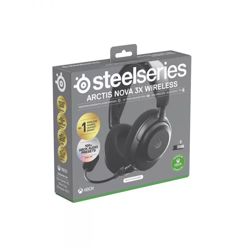 Ausinės STEELSERIES Arctis Nova 3X Wireless Bluetooth — uždengiančios, lankelis, 20–22000 Hz, 260 g