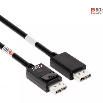 CLUB3D DisplayPort 2.1 dvipusis VESA DP80 sertifikuotas kabelis 4K240Hz, 8K60Hz arba 10K30Hz M/M 1,2 m