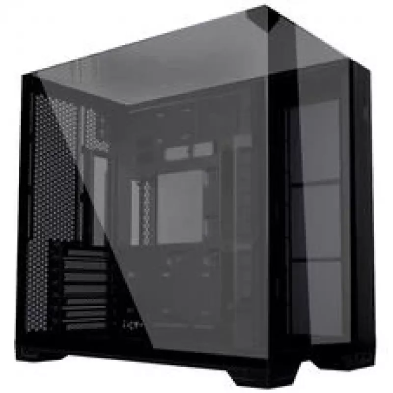 Lian Li O11 Vision Compact PC korpuso komplektas + 3x UNI FAN SL-INF 120 Reverse Blade ventiliatorius - juodas