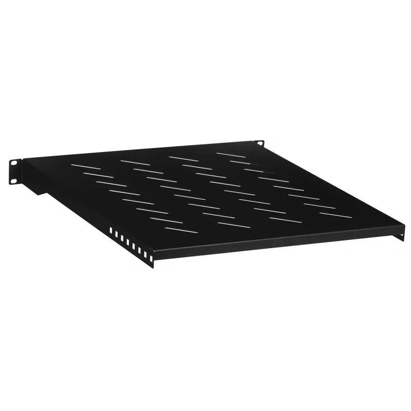 Rack lentyna LANBERG AK-1005-B — 1U 19 colių fiksuota lentyna, 500 mm gylis, 482,6×45 mm, juoda, 25 kg talpa