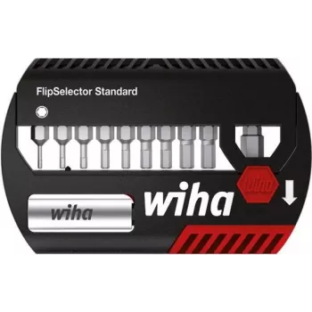 Wiha FlipSelector Standard įrankių komplektas su antgaliais, 11 vnt., 25 mm poliamidiniai antgaliai, 1/4 colio šešiakampis kotas