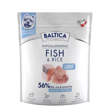 BALTICA Nutraceutic Hypoalerginė Light S Žuvis su ryžiais - sausas šunų maistas - 1 kg