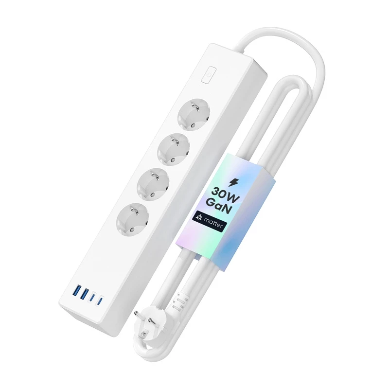 Meross MSP844(EU) išmanusis ilgintuvas su 4 kištukiniais lizdais, 2× USB-A ir 2× USB-C