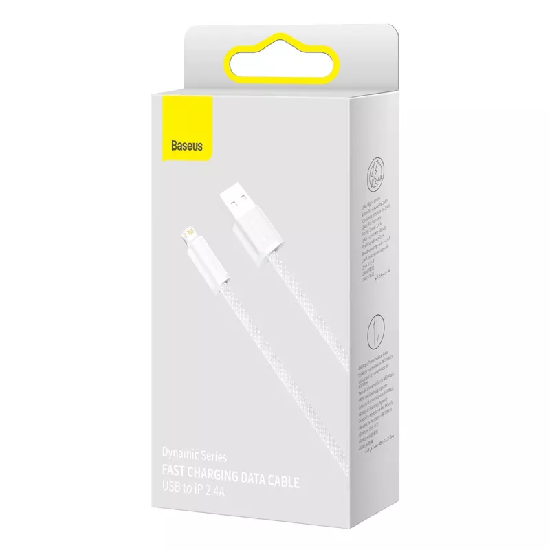 Baseus Dynamic laidas USB į Lightning, 2.4A, 2m (Baltas)