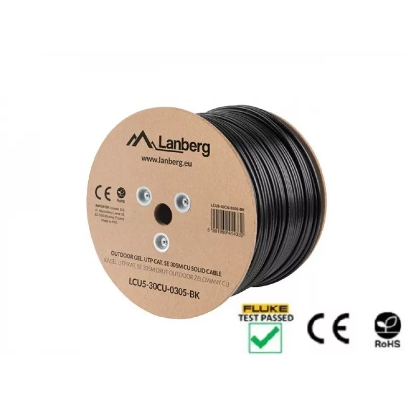 Lanberg LCU5-30CU-0305-BK tinklo kabelis 305 m Cat5e U/UTP (UTP) juodas