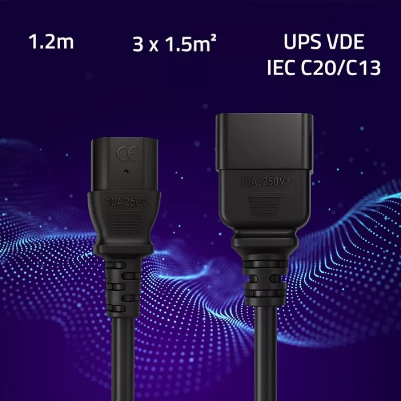 Maitinimo laidas Qoltec 53991 juodas 1,2 m C20 C13 mova
