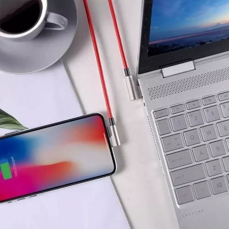 USB–Lightning laidas Aukey CB-AL01 Raudonas — Pintas nailoninis, Lightning jungtis Apple įrenginiams