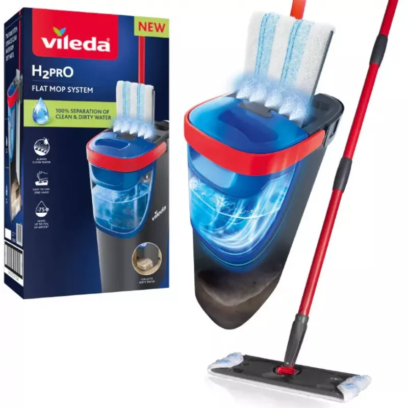 Valymo šluota VILEDA Microfibre 1200 ml šlapiam valymui, 360° besisukanti galvutė, 140,5 cm kotas, nuimama skalbiama galvutė