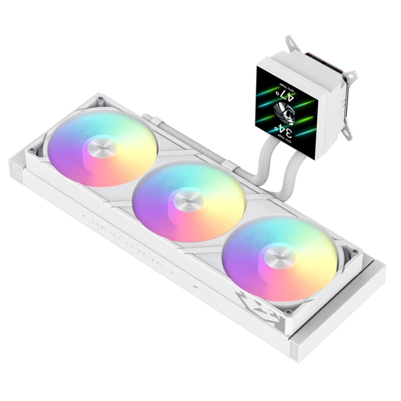 Gamemax GLACIER 360 LCD WH – 360 mm skysčio aušintuvas procesoriui, baltas