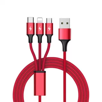 UNITEK C4049RD USB laidas 1,2 m USB A / USB-C / Micro-USB B / Lightning Raudonas