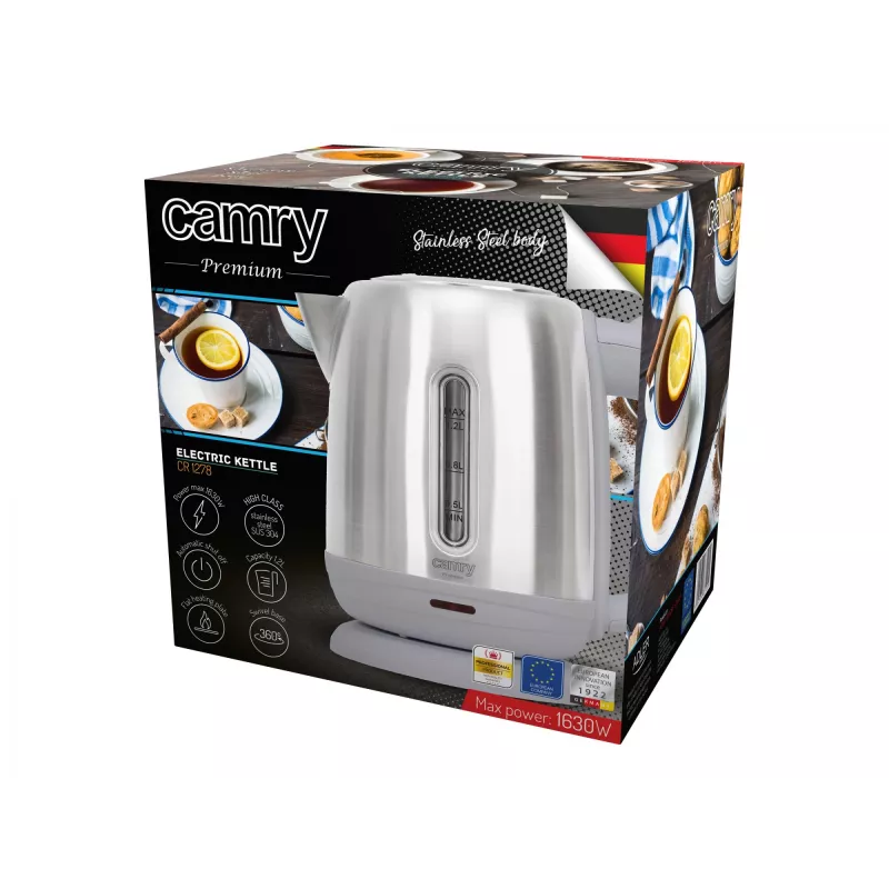 Elektrinis virdulys Camry 1,2 l 1630 W Pilkas Nerūdijantis plienas