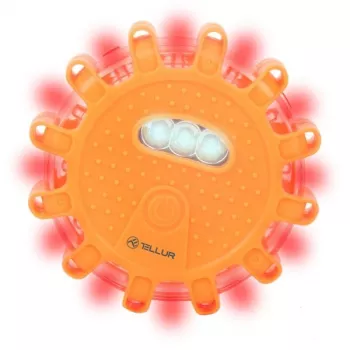LED avarinis signalinis žibintas ir žibintuvėlis Tellur TLL441101 — 3×AAA, magnetinis, oranžinis