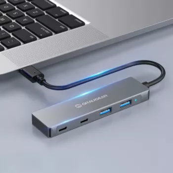 GRAUGEAR G-HUB2A2C-AC USB 3.2 Gen 1 sąsajos šakotuvas Type-A + Type-C 5000 Mbit/s sidabrinis