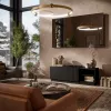 TV spintelė Cama Meble LIVERTI 150x42x48 cm, juoda medžio drožlių plokštės viršus, juodas rėmas
