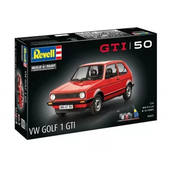 Plastikinis modelinis automobilis REVELL VW Golf1 GTI 50 metų 1:24 mastelis