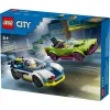 LEGO City 60415 Policijos automobilis ir raketinis automobilis – 213 dalių, 2 minifigūrėlės, nuo 6 metų