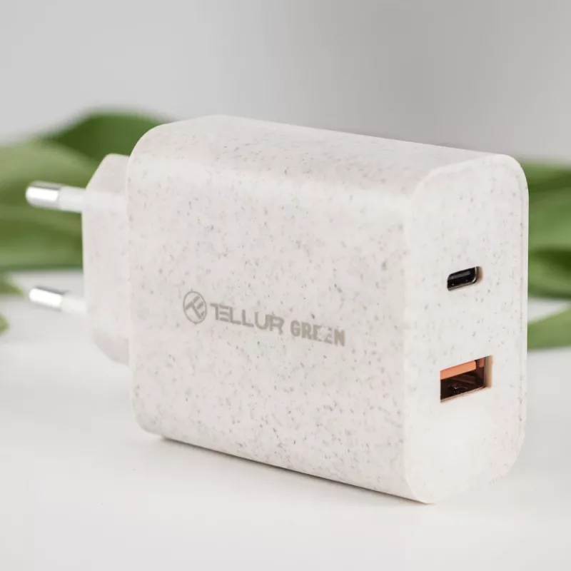 Įkroviklis Tellur TLL151321 Type-C PD20W USB QC3.0, 20W PD ir QC3.0 greitasis įkrovimas